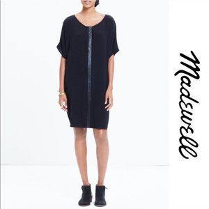 Madewell Leather Edge Easy Shirt Dress Tunic Black